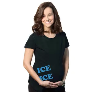 Maternity Ice Ice Pregnant Tee Novelty Baby Bump Pregnancy Announcement T shirt Funny Graphic Maternity Tee Cute Pregnancy Tees With Plus Sizes Pregnant Funny Music Short Sleeve Maternity Shirts