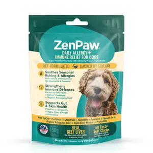 ZenPaw Pet Allergy Relief Beef Liver Chew Vet-Formulated with Probiotics Immune Boost for Dogs - Chews for Seasonal Itching & Digestive Wellness