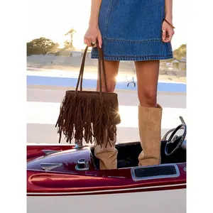Cider FAUX SUEDE FRINGED SHOULDER BAG