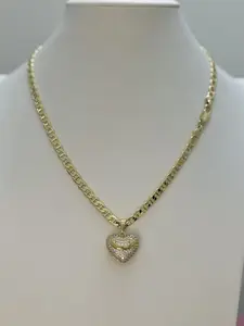 YG 45cm Chain with 14K Laminated Heart Pendant High-Quality Gold Necklace for Everyday Wear