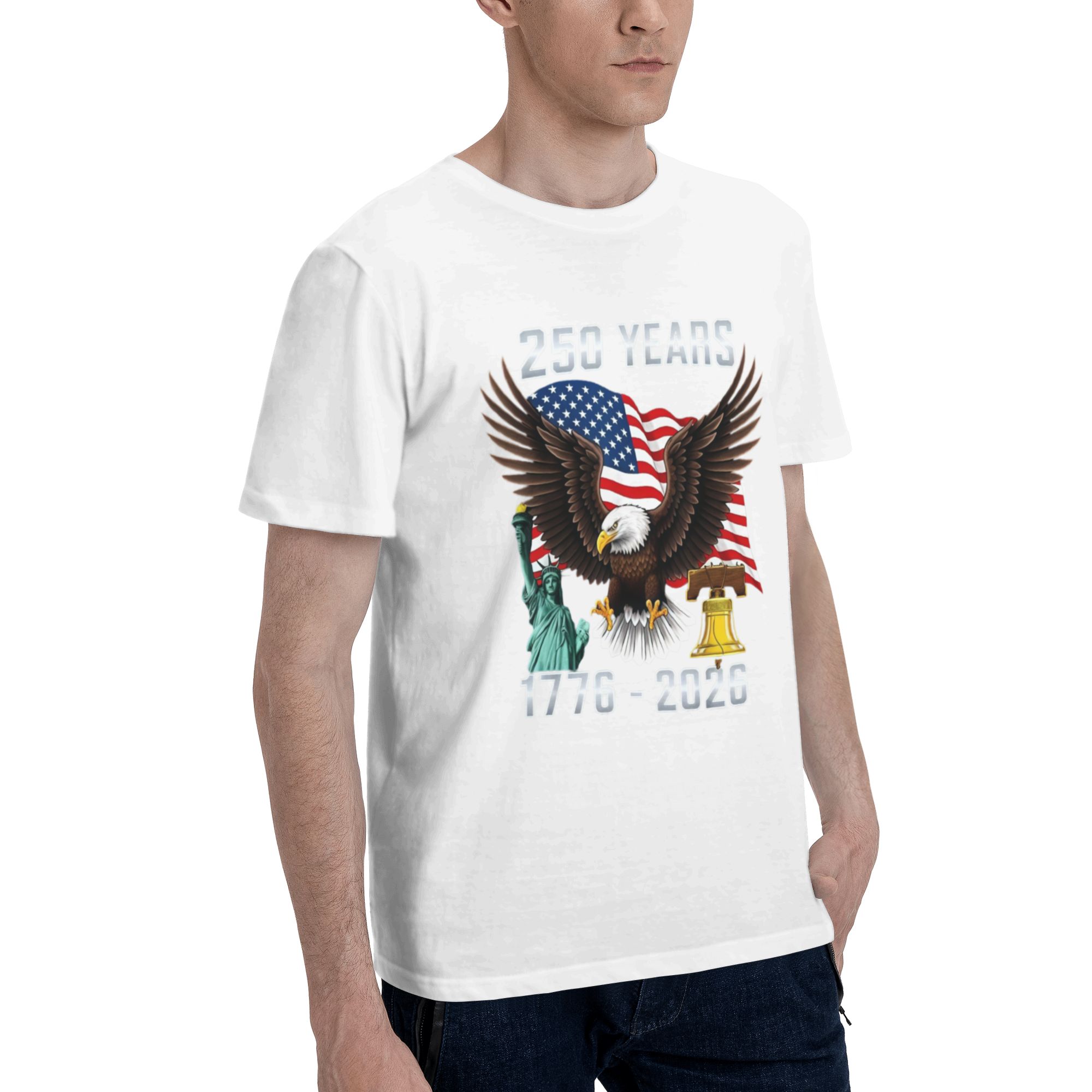 202 USA 250th Anniversary 1776-2026 Eagle Patriotic T-Shirt Proud Americans Breathable summer leisure