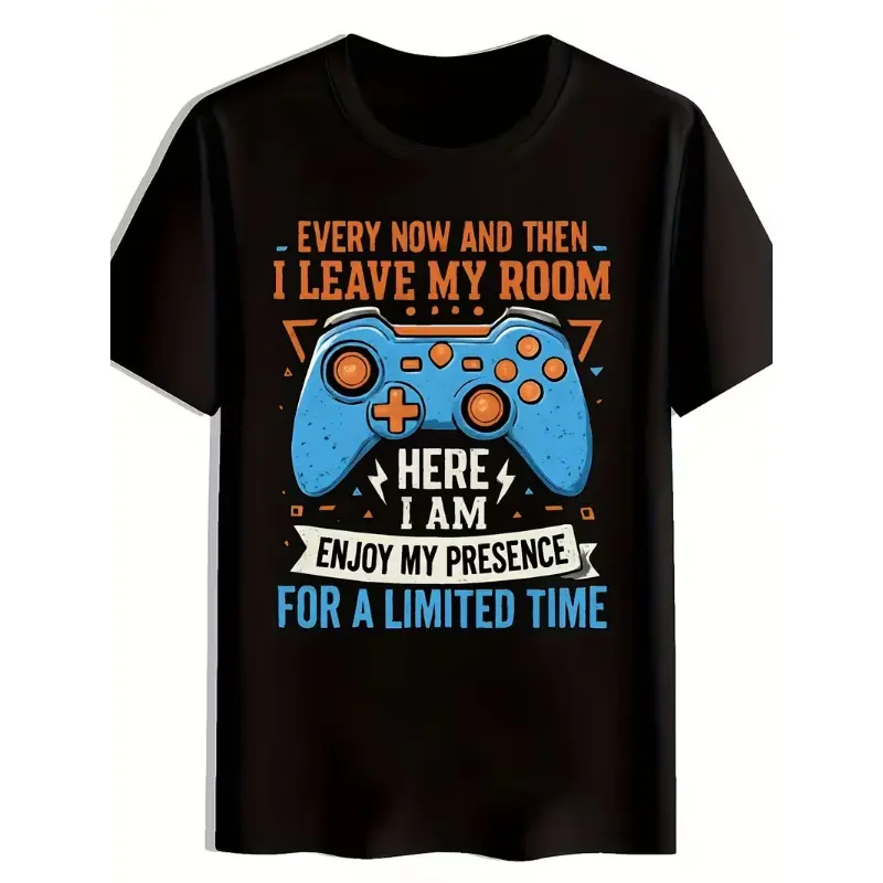 [Game Controller Tee] Men's Blue Game Controller T-Shirt | Casual Crew Neck, Short Sleeve, Slight Stretch, Summer, Trendy