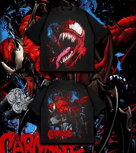 Carnage Symbiote - Spidey MMCU verse Edition Double Printed Oversize Lightweight TV series Vintage Graphic Design Top Cotton Comic Superheroes Streetwear T-Shirt Clothes Menswear Womenswear.