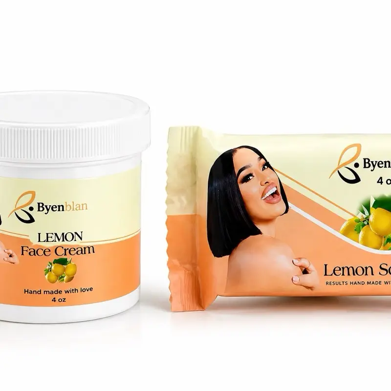 Byenblan Lemon Face  Cream Set - 7oz Soap, 4oz Face Cream,