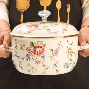 1PC Heavy-duty Enameled Cast Iron Dutch Oven with Side Handles - For Soup, Stew, Braising - Works on Induction, Gas & Electric Stovetops - Non-electric