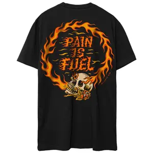 RokFit 'Pain Is Fuel' Tee - Black 60/40 Cotton/Poly Blend Ultra Soft T-Shirt with Graphic Print Activewear Streetwear
