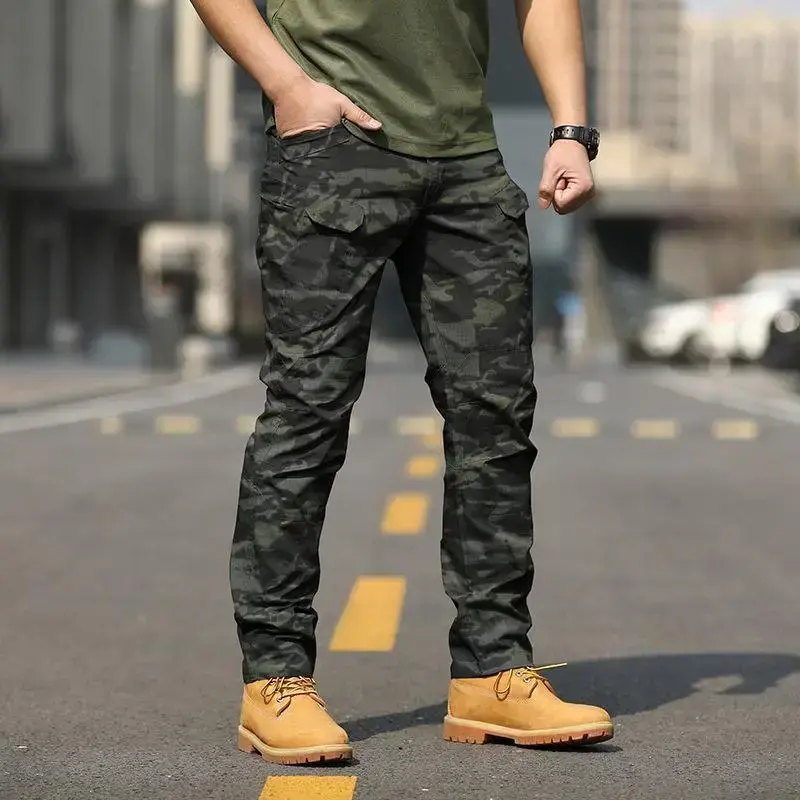 Spring Tactical Pants Men’s Camouflage Pants Overalls Autumn Outdoor Multi-Pocket Wear-Resistant Training Casual Pants