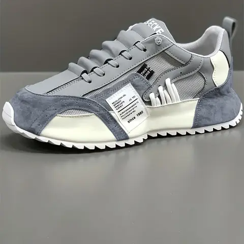 Men's Colorblock Lace Up Low Top Sneakers, Fashion Running Sneakers, Casual Breathable Comfortable Sports Running Shoes, Male All-match Round Toe Shoes for Daily Wear, Running Style Sneakers