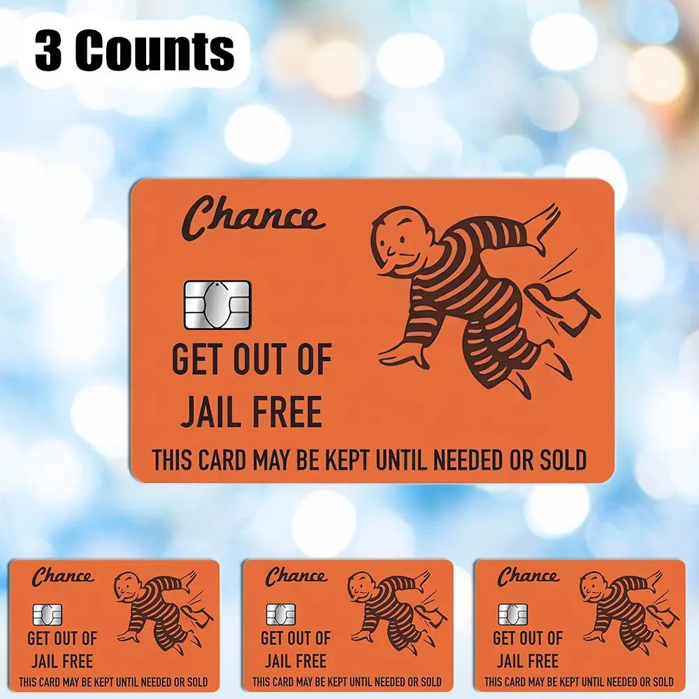 Cartoon & Letter Pattern Card Sticker, 3 Counts/set Waterproof Card Sticker, Durable and Fashionable Card Decal for Personal Use & Gift