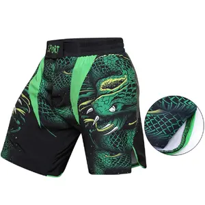 Men's MMA Shorts, Breathable Sublimation Print Polyester Fightwear with Adjustable Fit for BJJ, No-Gi Grappling, and Kickboxing Training