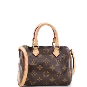 Pre-owned Louis Vuitton material Messenger Bags Speedy Bandouliere Bag Monogram Canvas Nano by Rebag