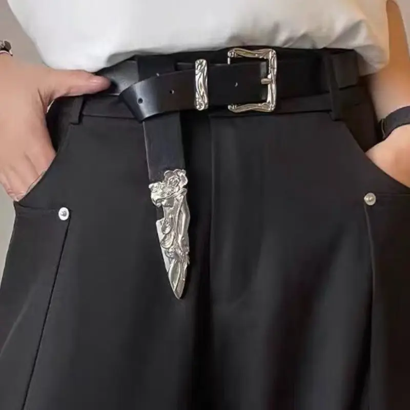 Elegant Fashion PU Leather Belt with Floral Metal Buckle, Vintage Western Style, Cowboy Cowgirl Belt, Perfect for Jeans, Unisex Durable Casual Wear, Unique Gift, Western Cowboy Belts