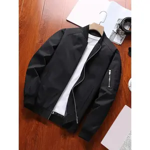 Men's lightweight casual bomber jacket-High-quality polyester, zip-up, stand collar, long sleeve-perfect for spring & Fall, baseball jacket, flight jacket, conventional version, leisure style cool  jacket