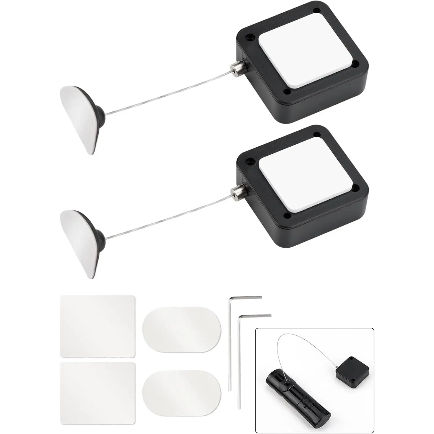 2-Pack 7.5 Ft Retractable Cable Tether Lock with Adjustable Length Clasp, Anti-Drop Latch & Security Lanyard, Ideal for TV/Gaming Devices & Tablets, Remote Security Solution for Showroom Users