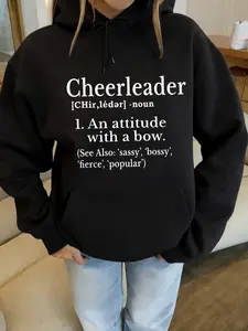 Women's Fall Winter Fashion Letter Number Hoodie, Ultimate Cheerleading Gift, Casual Loose-Fitting Sweatshirt, O-Neck Style
