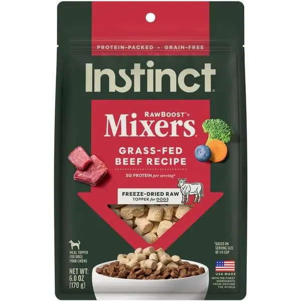 Instinct RawBoost Mixers, Freeze Dried Dog Food Topper, Grain-Free Recipe - All Natural Beef, 6 oz. Bag