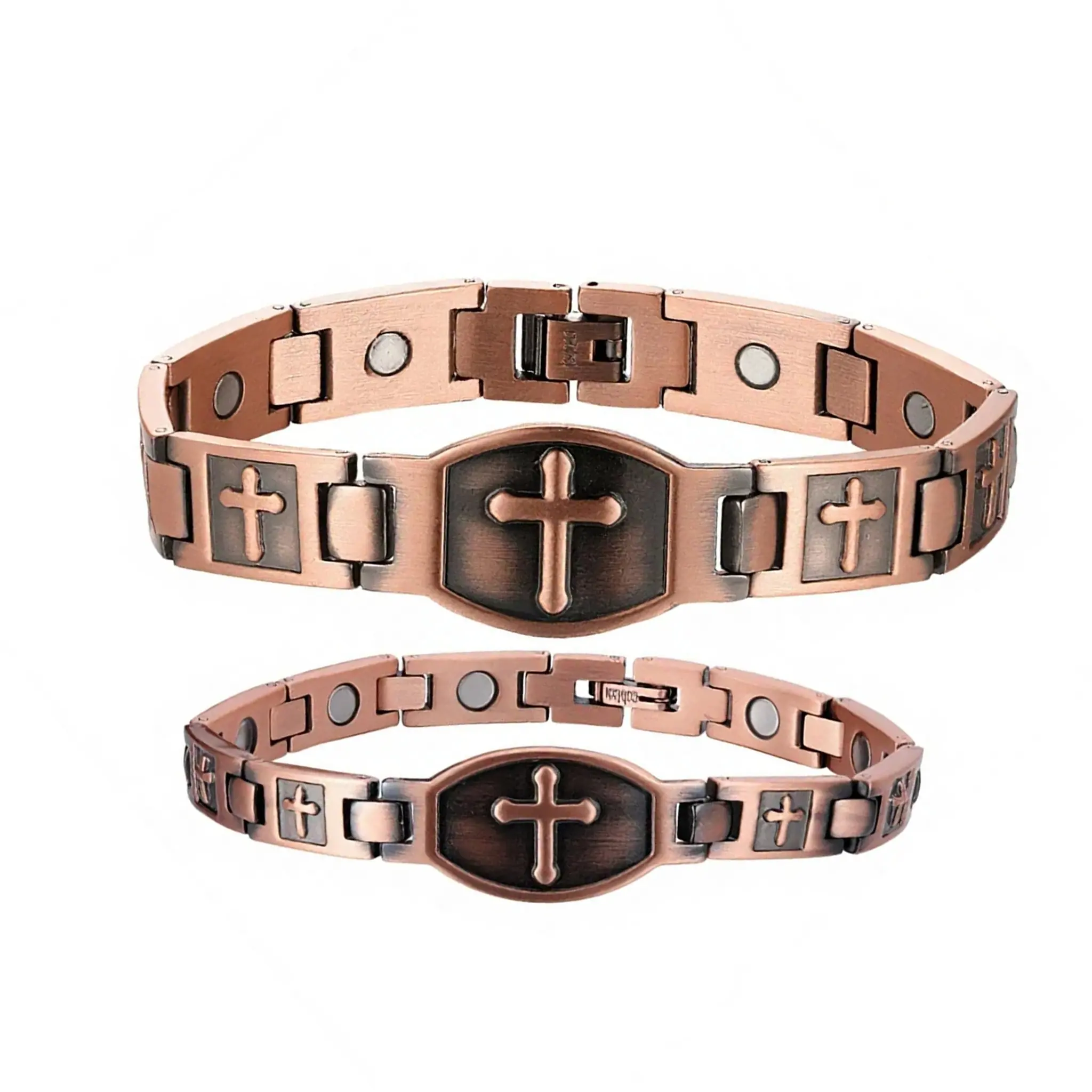 99.9% Pure Copper Magnetic Cross Couple Bracelet for Him & Her, Matching Love Gift Jewelry