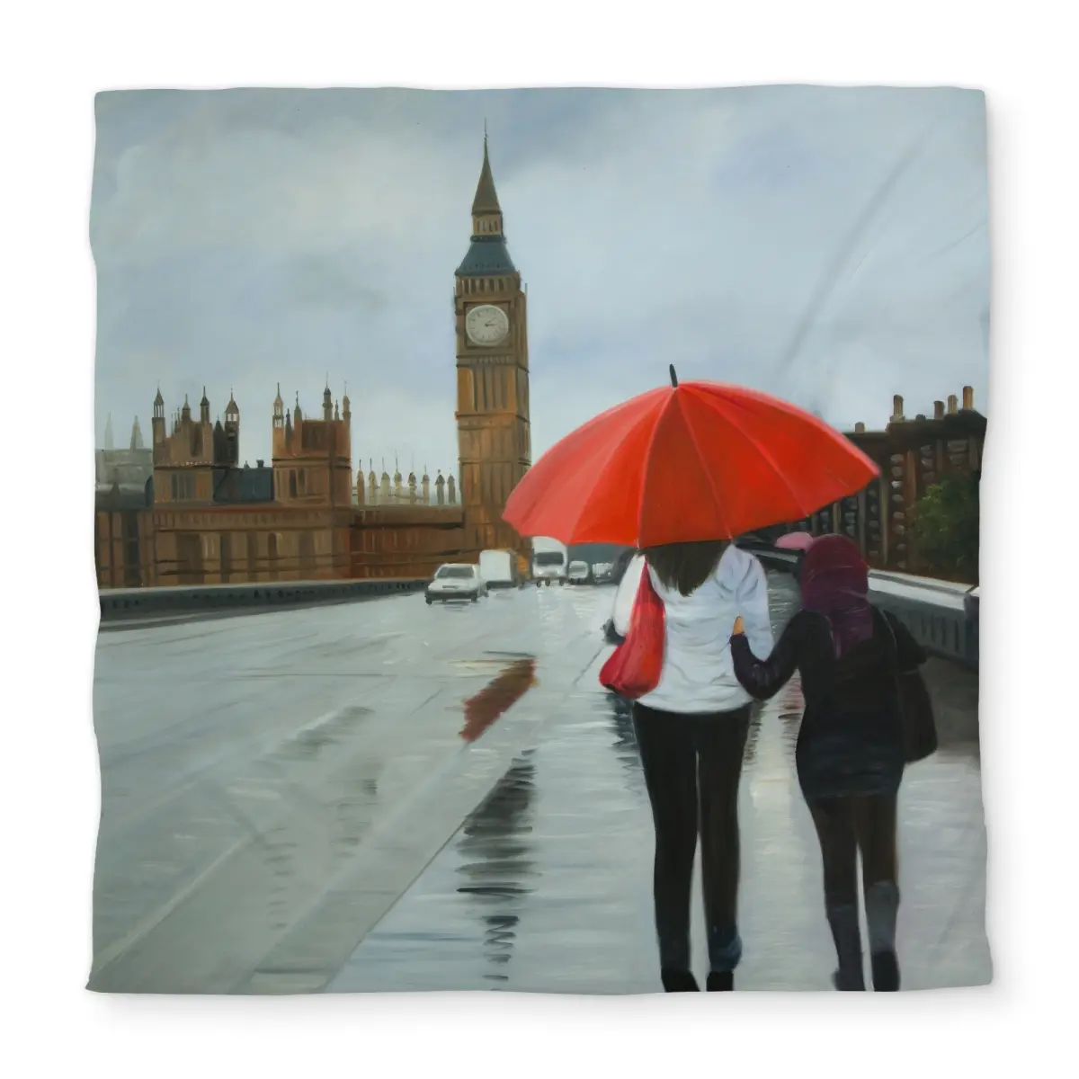 Begin Home Decor C1DCQSW037RYIK Queen Size British Big Ben Scenic Under Umbrella Decorative Duvet Cover - Classic Printed, Cosy Home Duvet Covers, Bedroom Decor, Cozy Room Vibes
