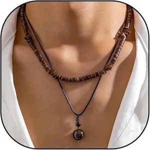 September Laurel Necklace for Men Puka Shell Necklaces Men Jewelry Gift Surfer Mens Necklace Beaded Choker Beach Jewelry Gift for Dad Son Husband Summer Beach Accessories
