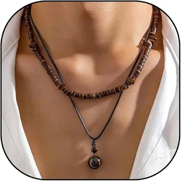 September Laurel Necklace for Men Puka Shell Necklaces Men Jewelry Gift Surfer Mens Necklace Beaded Choker Beach Jewelry Gift for Dad Son Husband Summer Beach Accessories