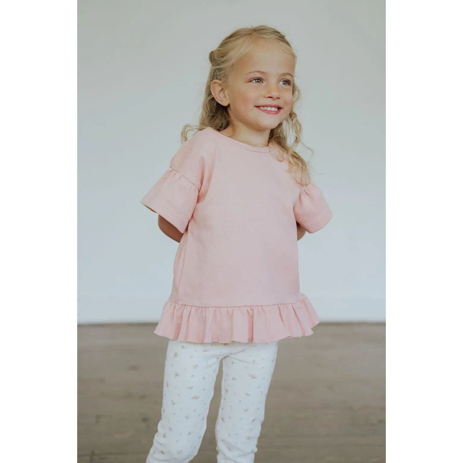 Brin Evie Peplum Top, Buttery Soft 100% Organic Cotton Baby & Toddler Girl Top, Short Flutter Sleeve Peplum Shirt for Everyday & Occasions, Sizes 6-12M to 4T