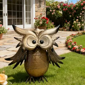 Adorable Bobblehead Owl Statue - Wrought Iron Art Piece with Wobbly Head Motion - Perfect for Tabletop/Floor/Tree Display in Garden Patios &amp; Living Rooms - The Ultimate Halloween Christmas Birthday Gift for Friends &amp; Bird Lovers