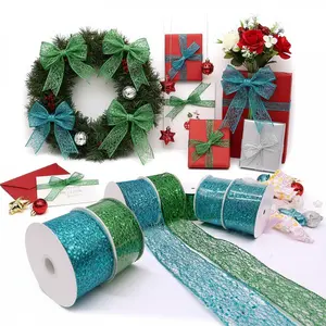 2.5  ×10 Yards Large Sequin Series Cuffed Ribbons with Wire Edges, Vibrant Rich Colors, for DIY Crafts & Home Decoration