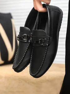 Simple commuting metal buckle loafers, breathable and comfortable for all-season travel