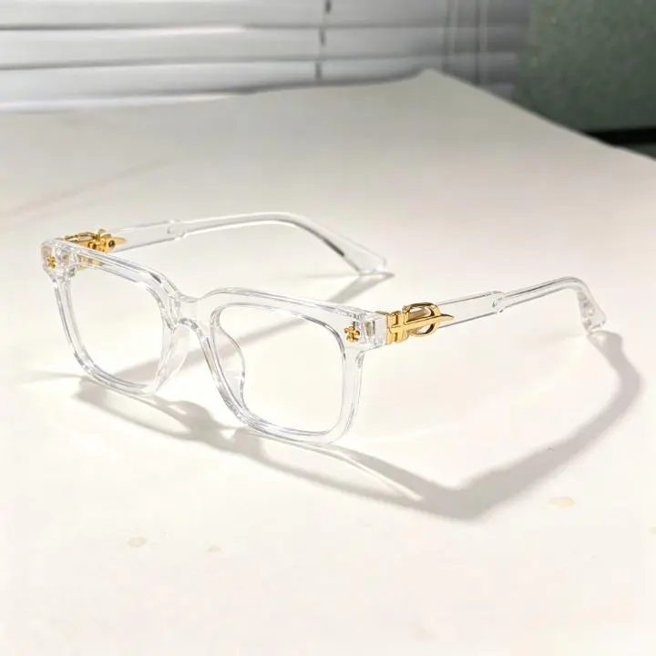 Fashion Retro Blue Light Glasses for Men Women, Trendy Square Frame Clear Lens Eyeglasses, Comfortable Lightweight Computer Glasses for Work & Daily Wear