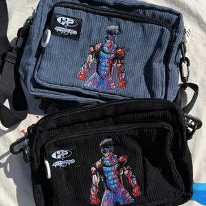 Invincible Corduroy Bags - Embroidered Character Design, Durable Corduroy Material, Versatile Crossbody Bag