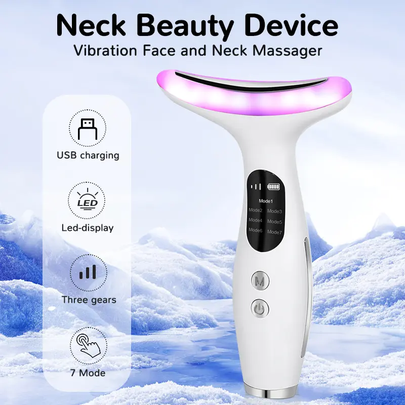 New 7-color light mode neck beauty instrument, face lift micro-current firming facial home beauty instrument, neck pattern instrument
