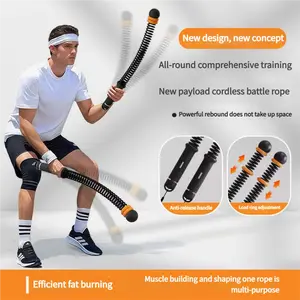 Cordless fitness equipment, home use spring-loaded shock-absorbing swing rope, indoor silent physical training rope, arm strength and muscle building.