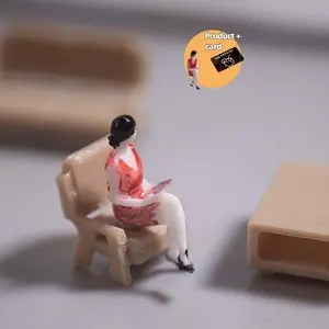 1:64 Scale White-Collar Woman Miniature in Red Skirt, Elegant Sitting Posture, Reporting Work. Realistic Painted Figure for Dioramas, Sand Tables, Park & Street Scenes, Macro Photography, Collection and Desktop Display, Collectible Figurines.