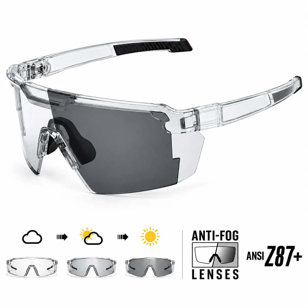 Z87+ Photochromic Polarized Safety Sunglasses for Men - Oversized Vintage Y2K Oval Retro Aviator Eyewear, UV400 Blue Light Blocking, Lightweight for Driving,free shipping only