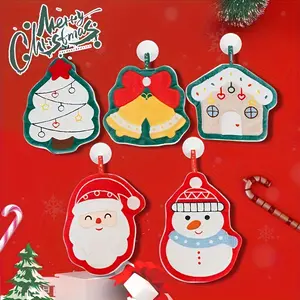 1pc Christmas Cartoon Coral Velvet Hanging Towel - Super Soft Fade-Resistant Hand Wash Only, Modern Holiday Design with Santa Snowman & Gingerbread House Patterns, Decorative Kitchen & Bathroom Towel for Festive Decor