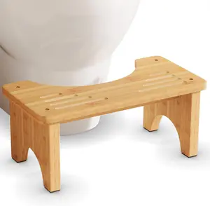 Uaniar Bamboo Toilet Stool, Wooden Squatting Potty Stool for Adults, 7 Inch Toilet Stool Squat Adult, Non-Slip Wood Poop Stool for Bathroom, Portable Toilet Foot Pooping Steps for Kids