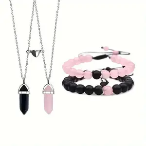 Couple Magnetic Bracelet Necklace, Friendship Bracelet, Fashion Beaded Couple Matching Necklace, Gift for Men and Women