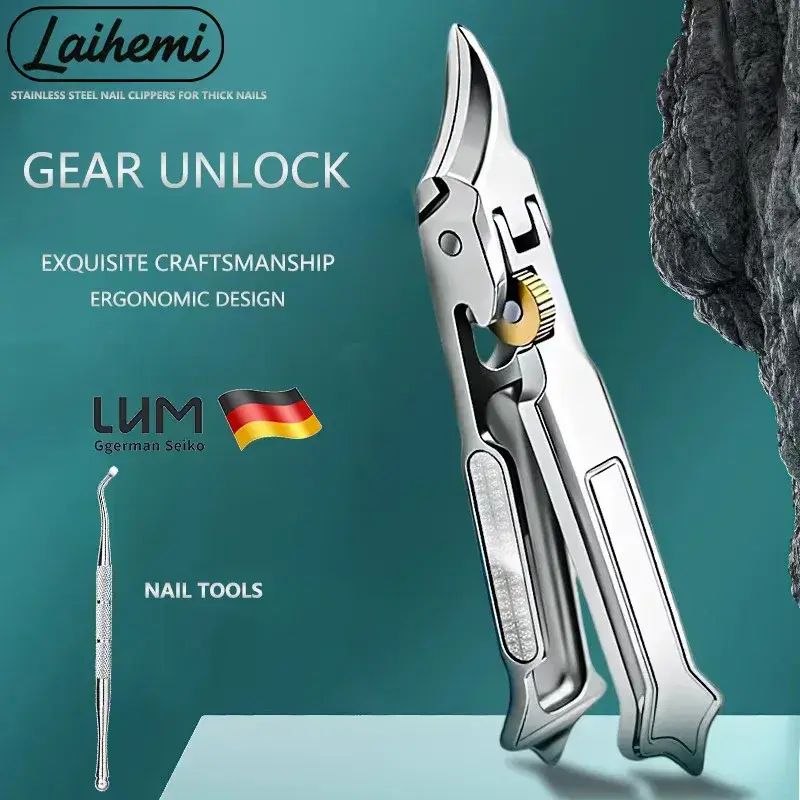 Gear Unlocking Stainless Steel Toenail Scissors, Includes Nail Tool, Ideal for Embedded Nails and Thick Nails