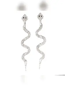 Elegant Snake-Shaped Rhinestone Long Earrings, Perfect for Nightclub Parties, Must-Have Luxury Accessory for Trendy Women, Fashionable Earrings