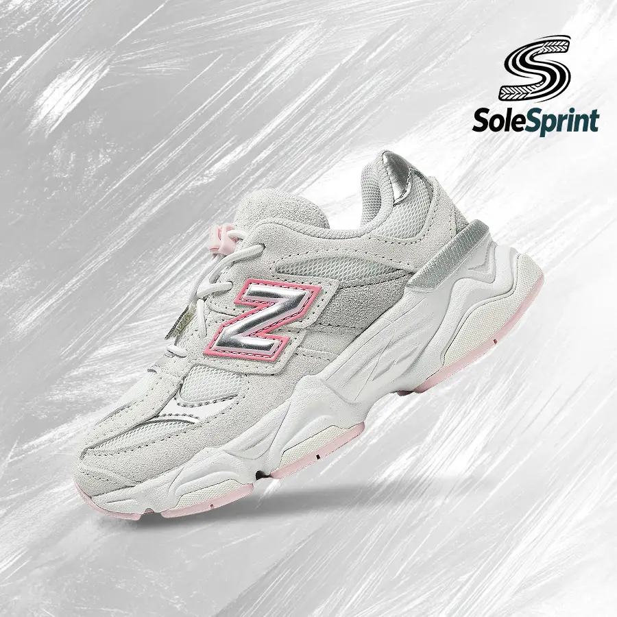 New Balance Infants' 9060 Running Shoes I906012G - White/Pink, Lightweight Sole, Shock Absorbers, Breathable Mesh, Everyday Fit, Back to School Sneakers