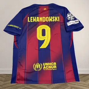 Home #9 Robert Lewandowski Red and Blue Short-Sleeve Collector's Edition Soccer Jersey