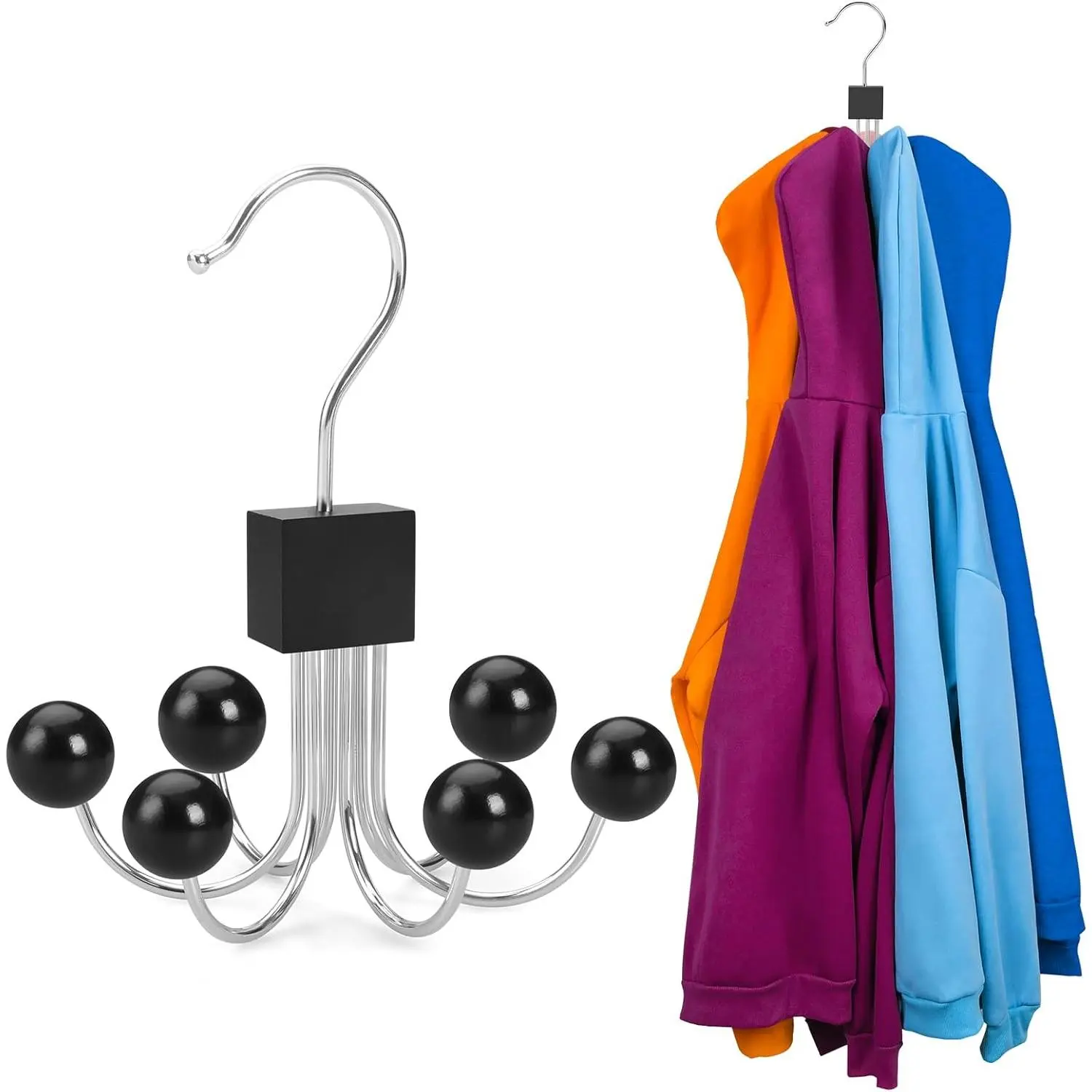 Hoodie s with 6  Balls, Purse , Scarf , Wooden Closet Hooks, Handbag Organizer, Bra , Accessory Organizers for Scarf, Tanktop, Hat, Sweatshirt CT81B