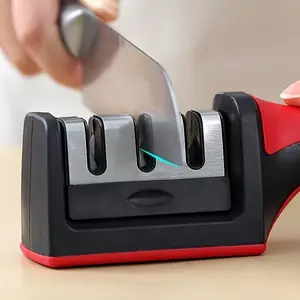3/4 Stage Knife Sharpener, 1 Count Multifunctional Stainless Steel Knife Sharpener, Household Kitchen Knife Sharpener, Kitchen Accessories