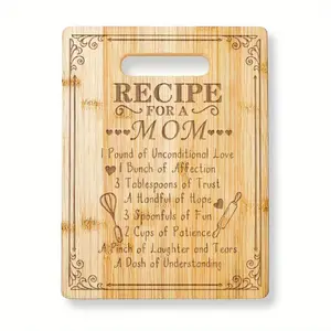 1pc Bamboo Cutting Board, "pecipe for a mom" Cutting Board, Funny Bamboo Cutting Board, Humorous Wooden Cutting Board, Kitchen Decor, Creative Housewarming Gift for mom, Bamboo Boards, Bamboo Chopping Boards, Kitchenware
