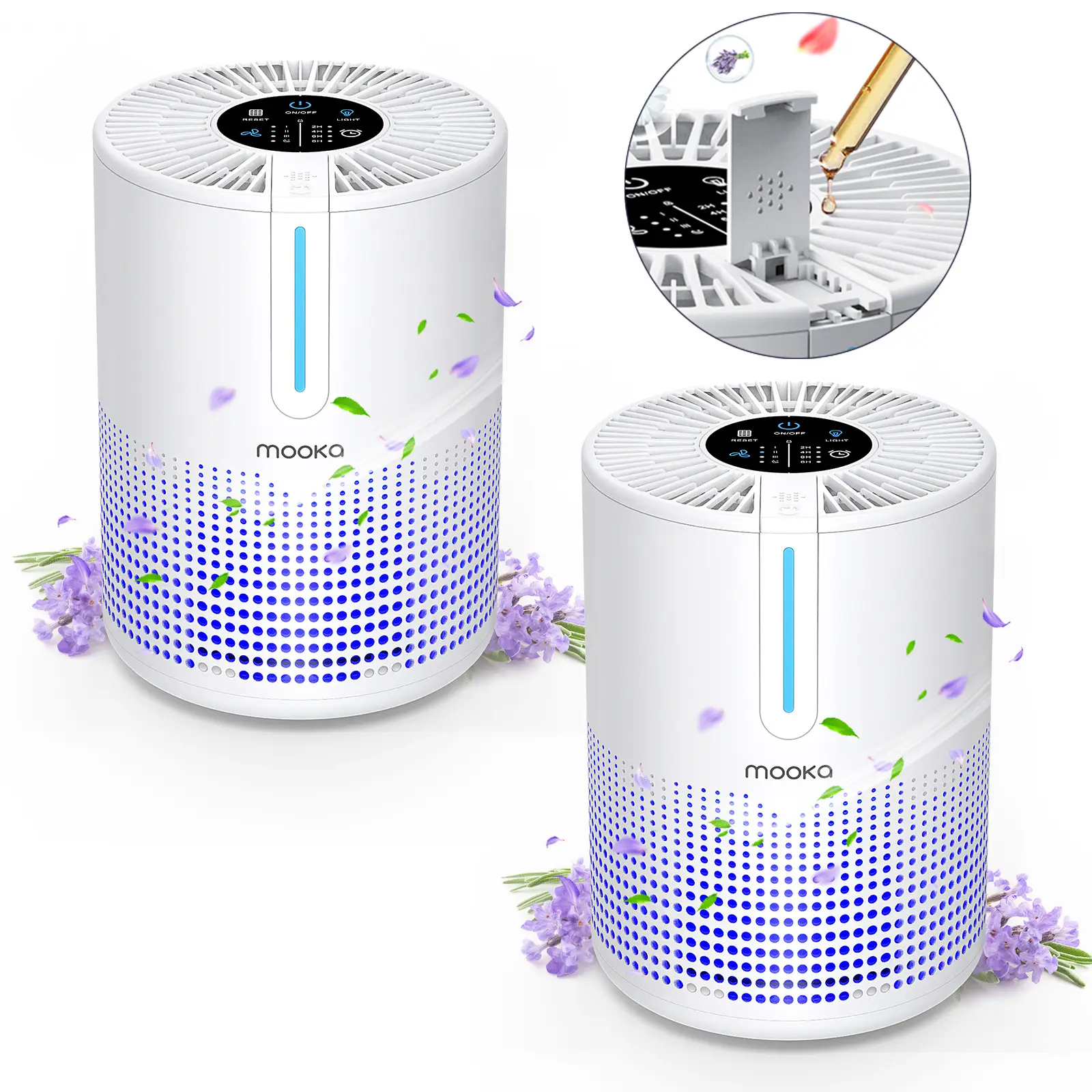 MOOKA Air Purifiers for Bedroom Apartment Home with Extra 1 Filter, MOOKA HEPA H13 Filter Air Purifier with USB-C Cable for Smokers Pollen Pets Dust O