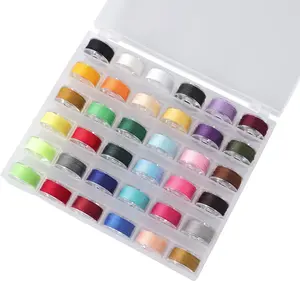 36Pcs Bobbins and Sewing Threads with Bobbin Case, Sa156 Bobbins Plastic with Case for Brother, Bro-Ther, Singer, Sewing Machine Accessories (Multi-Color)