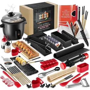 -Inclusive  Sushi Making Kit for Beginners & Professionals - Sushi Maker with Rice Cooker,  Chopsticks, Bazooka, Sushi Roller, Book - Sushi Kit for Family