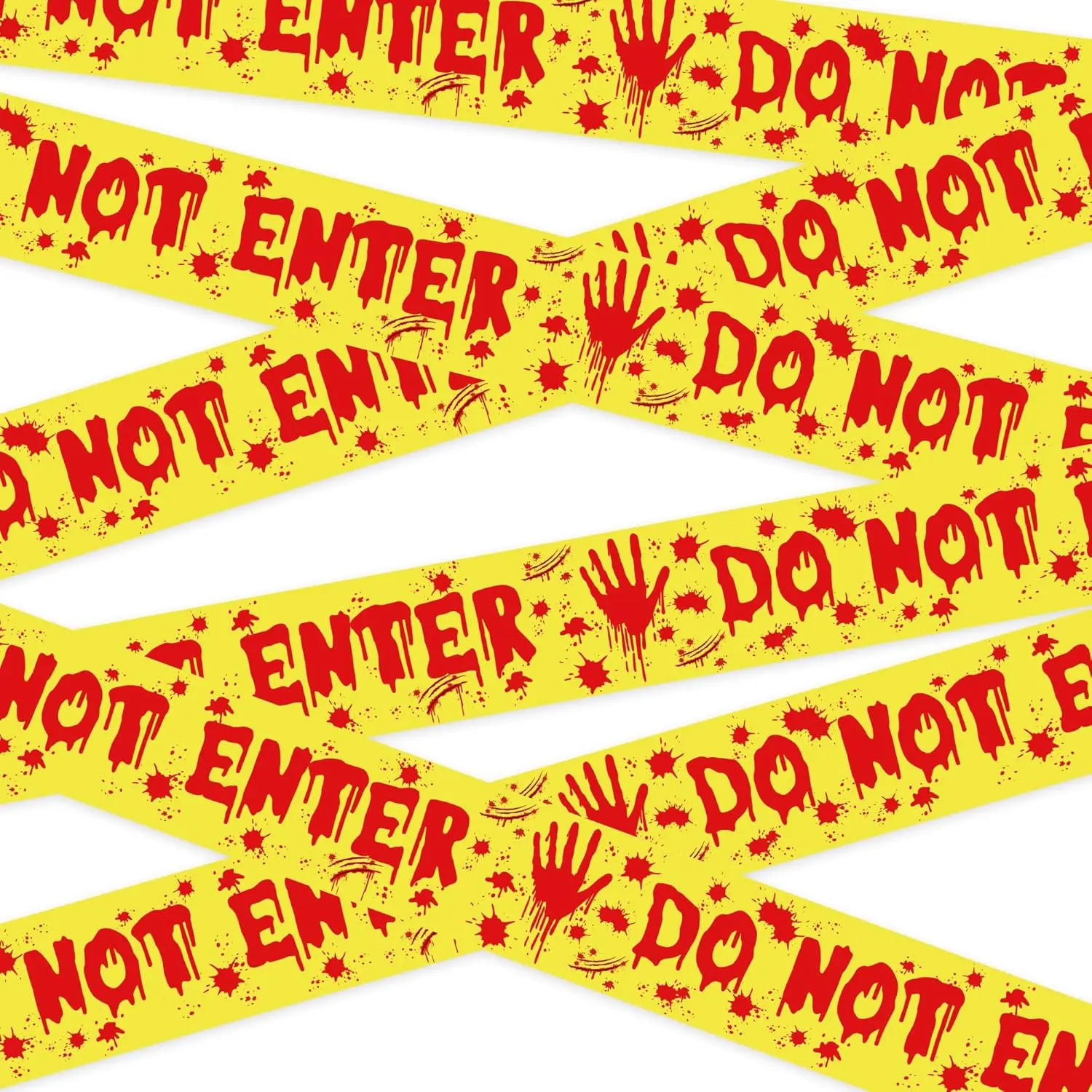 Sturdy Polyester Caution Tape Pack - 3in x 82ft Yellow-Red Banner Backdrop, DIY Home Supply for Haunted House, Halloween Party Indoor/Outdoor Wall Door Decoration