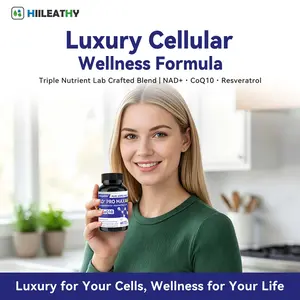 HIILEATHY NAD+ Pro Max | Classic Daily Formula | 300mg Natural Nutrient Mix of NAD+, CoQ10, Resveratrol & Veggie Extracts Brain Health Supplement Antioxidant Supplement