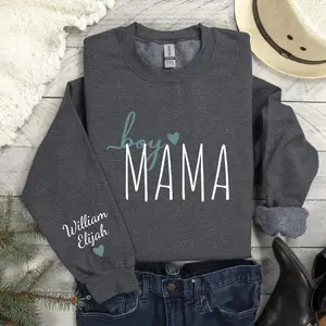 (Leave A Note or DM to Shop) Personalized Boy/Girl Mama Sweatshirt With Kid Names, Mothers Day Gift Form Om, Baby Announcement, Expecting Mom Gift, Custom Mama Sweater - AMBER
